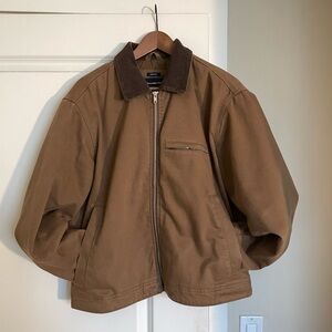 Abercrombie & Fitch Tan Workwear Jacket w/ Corduroy Collar (Medium cropped fit)